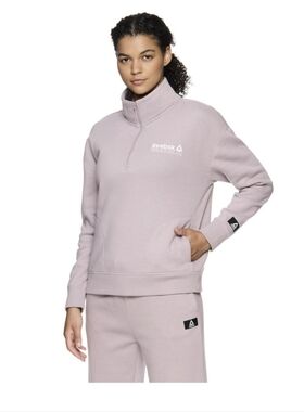 Reebok Women's After Class Half Zip Pullover Sweatshirt In Purple Color Size XXL